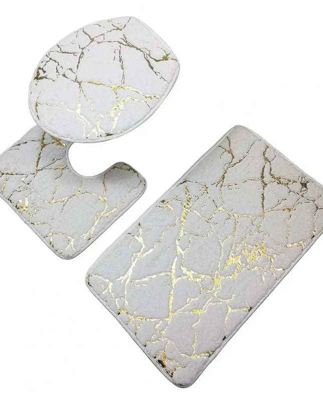 Zestaw Mat Toaletowych w Marmurowy Wzór z Paskami – 3 Sztuki 4
