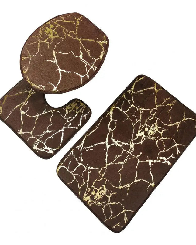 Zestaw Mat Toaletowych w Marmurowy Wzór z Paskami – 3 Sztuki 6