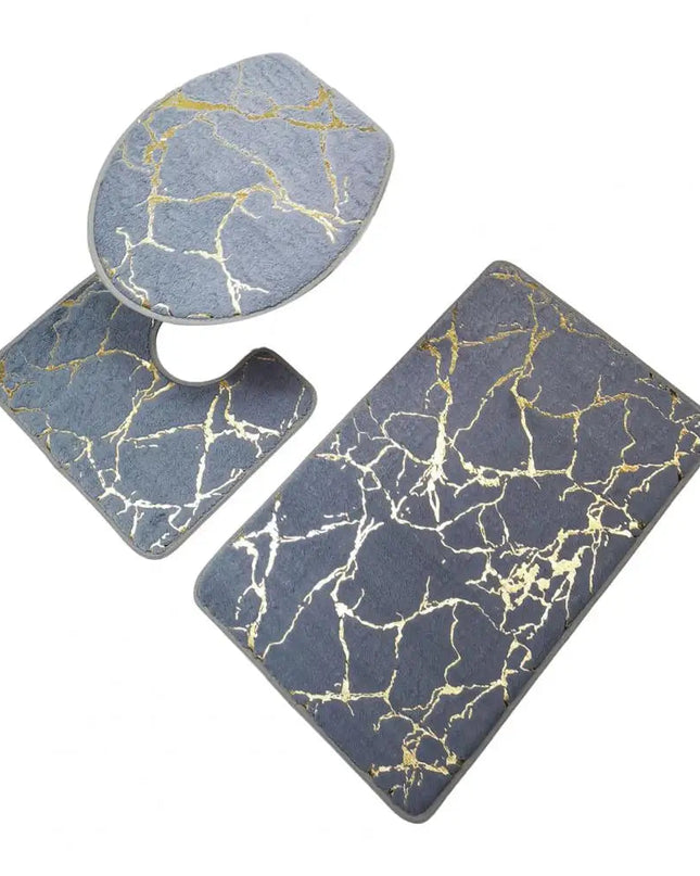 Zestaw Mat Toaletowych w Marmurowy Wzór z Paskami – 3 Sztuki 7