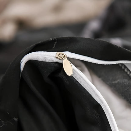 Zestaw poszewek na kołdrę z mikrofibry w elegancki wzór czarnego marmuru, idealny 2