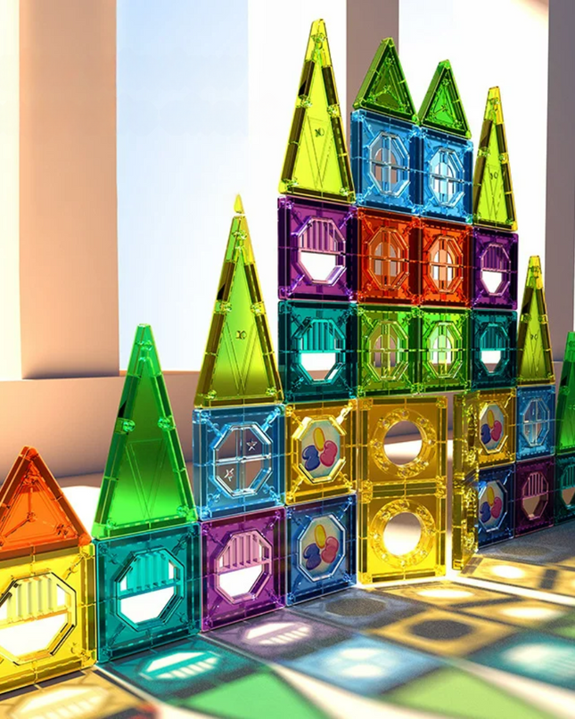 Zestaw magnetycznych klocków z diodami LED – 69-elementowa zabawka edukacyjna dla dzieci 2