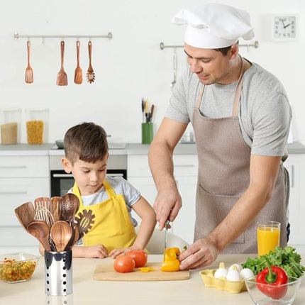 Zestaw naczyń kuchennych z drewna tekowego – 7-częściowy zestaw z powłoką nieprzywierającą do bezpiecznego gotowania 1