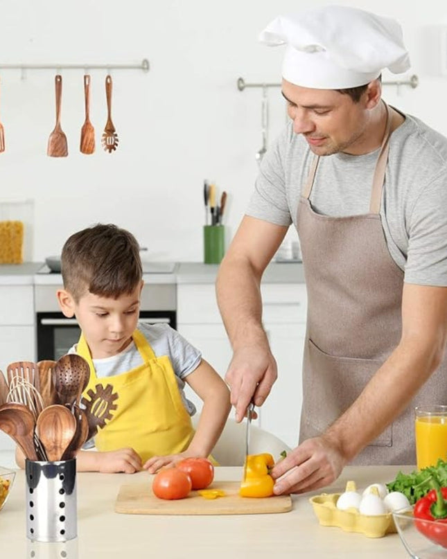 Zestaw naczyń kuchennych z drewna tekowego – 7-częściowy zestaw z powłoką nieprzywierającą do bezpiecznego gotowania 1