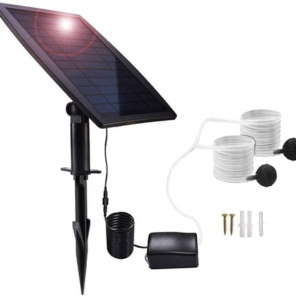 Zestaw solarnej pompy powietrza z regulowanym panelem 2,5 W i wbudowanym akumulatorem do oczek wodnych i akwariów 0