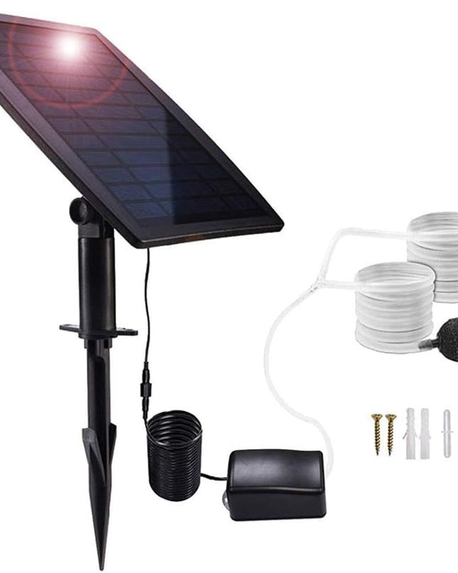 Zestaw solarnej pompy powietrza z regulowanym panelem 2,5 W i wbudowanym akumulatorem do oczek wodnych i akwariów 0