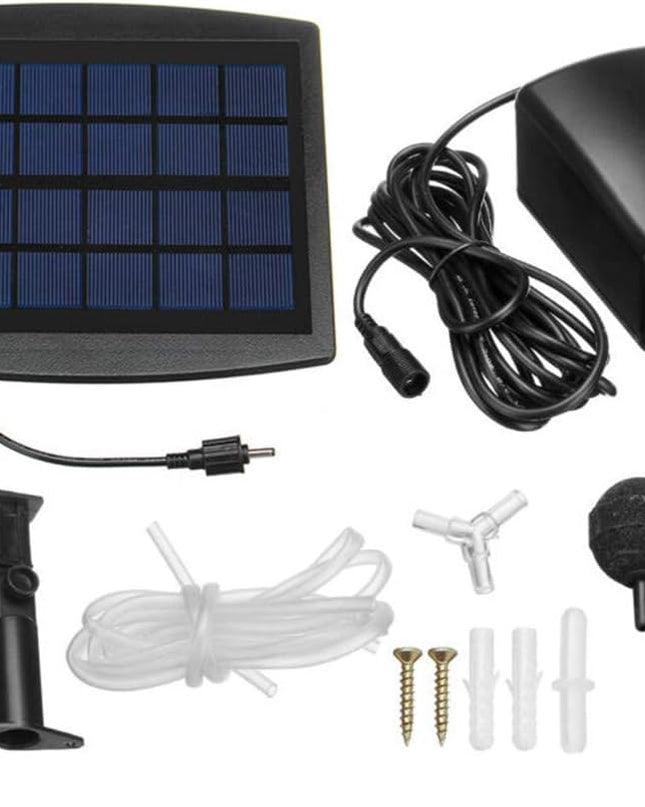 Zestaw solarnej pompy powietrza z regulowanym panelem 2,5 W i wbudowanym akumulatorem do oczek wodnych i akwariów 6