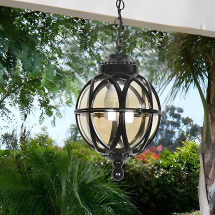 Zewnętrzna lampa wisząca z aluminium i szkła w eleganckim czarnym lub brązowym kolorze, 0