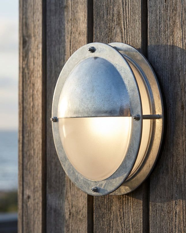 Zewnętrzna lampa ścienna z funkcją ściemniania – ocynkowana stal, odporna na warunki atmosferyczne, oświetlenie zewnętrzne 0