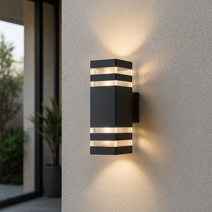 Zewnętrzna lampa ścienna ze światłami skierowanymi w górę i w dół – aluminium odporne na warunki atmosferyczne – nowoczesny design, ciepłe białe światło LED 0