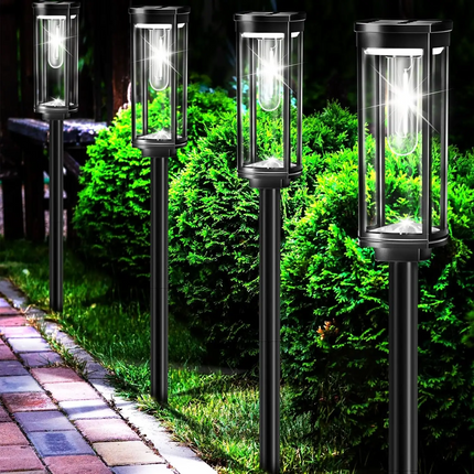 Zewnętrzne lampy podłogowe LED zasilane energią słoneczną w szklanej obudowie – odporne na warunki atmosferyczne oświetlenie ścieżek 2