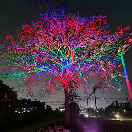Zewnętrzny reflektor LED RGB z regulacją mocy 30/50/72 W w nowoczesnym czarnym designie, 2