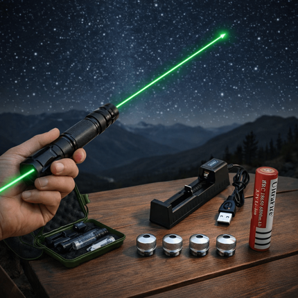 Zielony wskaźnik laserowy ładowany przez USB o dużym zasięgu i trwałej aluminiowej obudowie 1