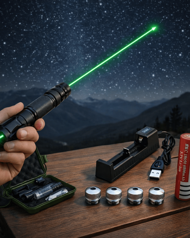 Zielony wskaźnik laserowy ładowany przez USB o dużym zasięgu i trwałej aluminiowej obudowie 1
