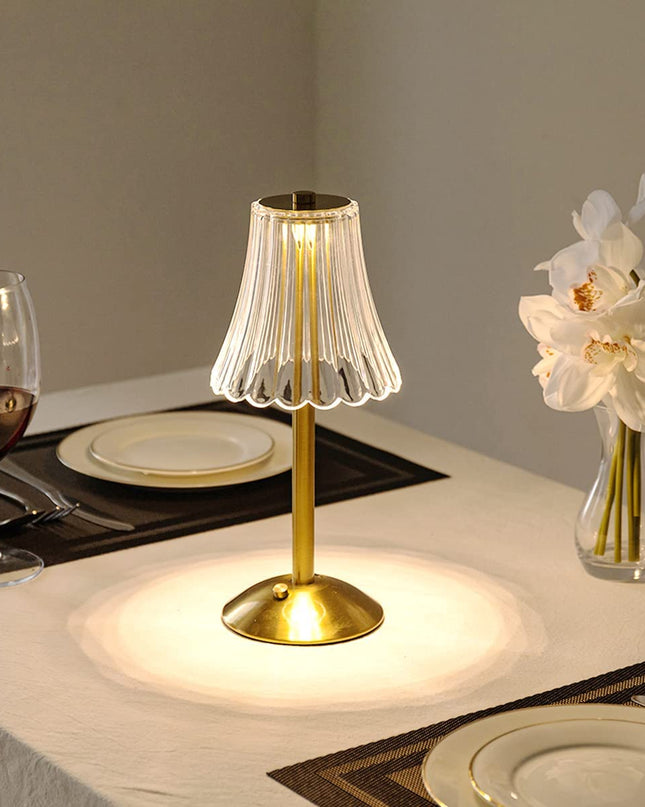 Złota Kryształowa Lampa Stołowa Bezprzewodowa z Dotykowym Sterowaniem i Ściemnianiem – Nowoczesna Lampka Nocna do Salonów 2