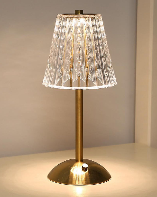 Złota Kryształowa Lampa Stołowa Bezprzewodowa z Dotykowym Sterowaniem i Ściemnianiem – Nowoczesna Lampka Nocna do Salonów 4