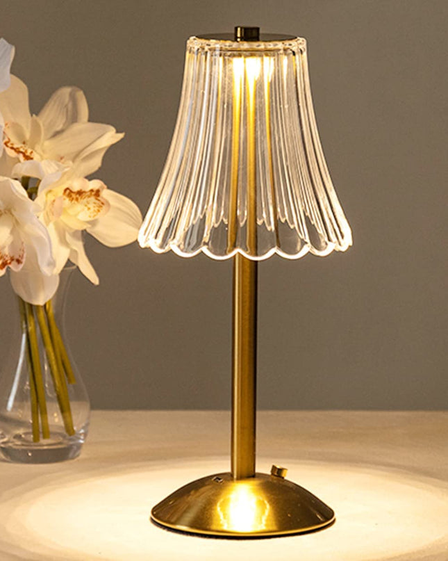 Złota Kryształowa Lampa Stołowa Bezprzewodowa z Dotykowym Sterowaniem i Ściemnianiem – Nowoczesna Lampka Nocna do Salonów 7
