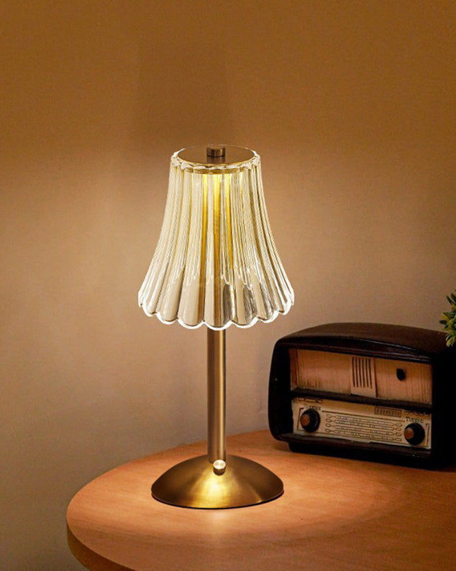 Złota Kryształowa Lampa Stołowa Bezprzewodowa z Dotykowym Sterowaniem i Ściemnianiem – Nowoczesna Lampka Nocna do Salonów 8