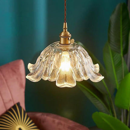 Złota Szklana Lampa Wisząca w Kształcie Kwiatu – Elegancka Dekoracja do Wnętrz 2