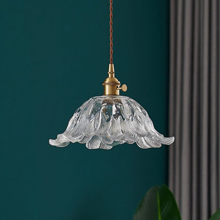 Złota Szklana Lampa Wisząca w Kształcie Kwiatu – Elegancka Dekoracja do Wnętrz 4