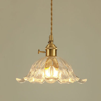 Złota Szklana Lampa Wisząca w Kształcie Kwiatu – Elegancka Dekoracja do Wnętrz 5