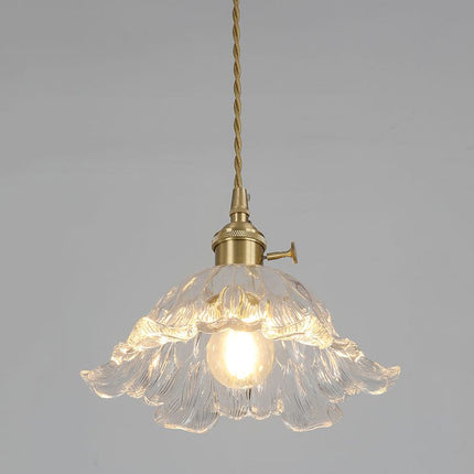 Złota Szklana Lampa Wisząca w Kształcie Kwiatu – Elegancka Dekoracja do Wnętrz 6