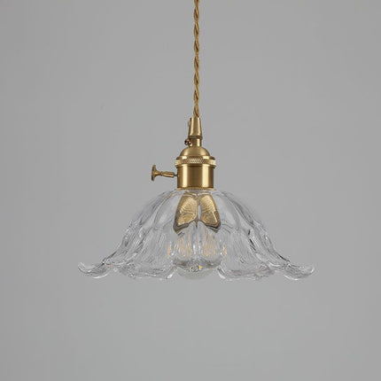 Złota Szklana Lampa Wisząca w Kształcie Kwiatu – Elegancka Dekoracja do Wnętrz 7