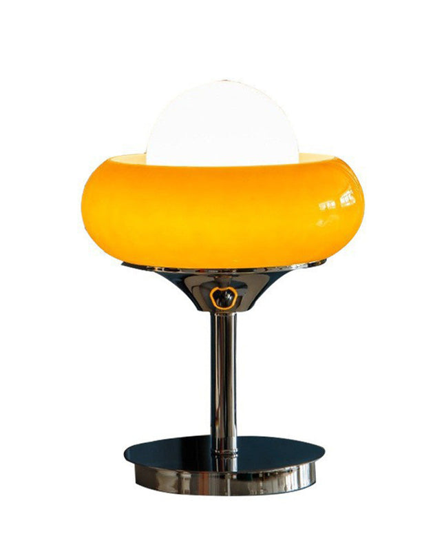 Żółta Szklana Lampa Stołowa Bauhaus z Minimalistyczną Podstawą – Lampy Stołowe do Salonów i Wnętrz 5