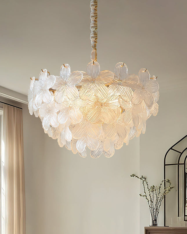 Żyrandol Kwiatowy Treviso do Salonu i Sypialni – Elegancka Lampa Wisząca z Szkła i Metalu, 50 cm 2