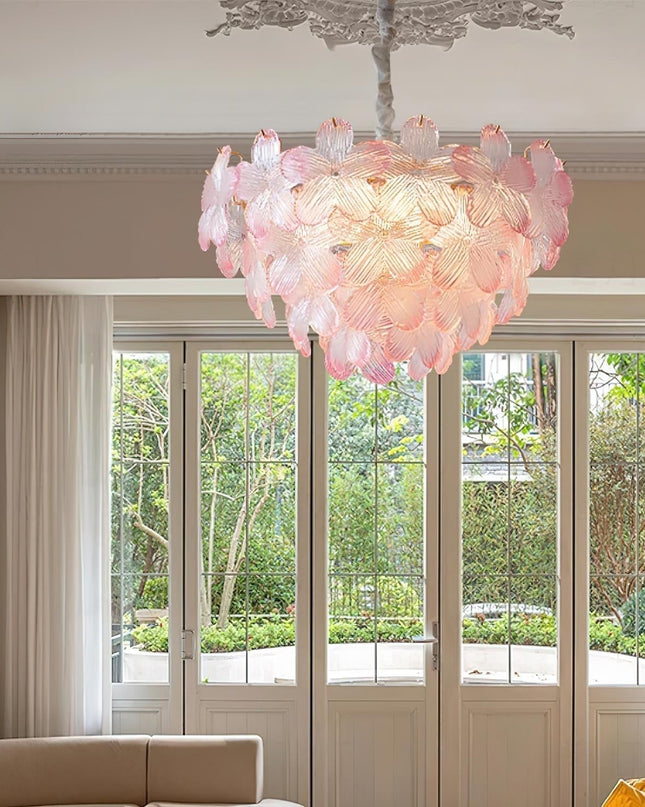 Żyrandol Kwiatowy Treviso do Salonu i Sypialni – Elegancka Lampa Wisząca z Szkła i Metalu, 50 cm 3