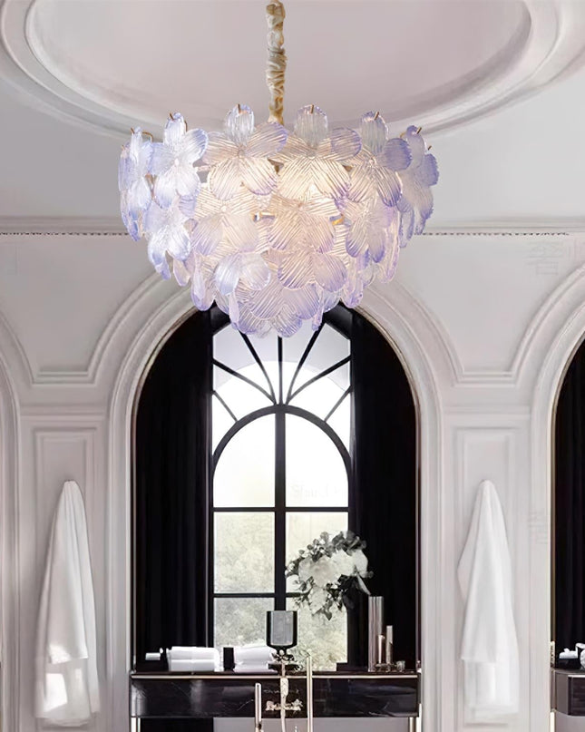 Żyrandol Kwiatowy Treviso do Salonu i Sypialni – Elegancka Lampa Wisząca z Szkła i Metalu, 50 cm 4