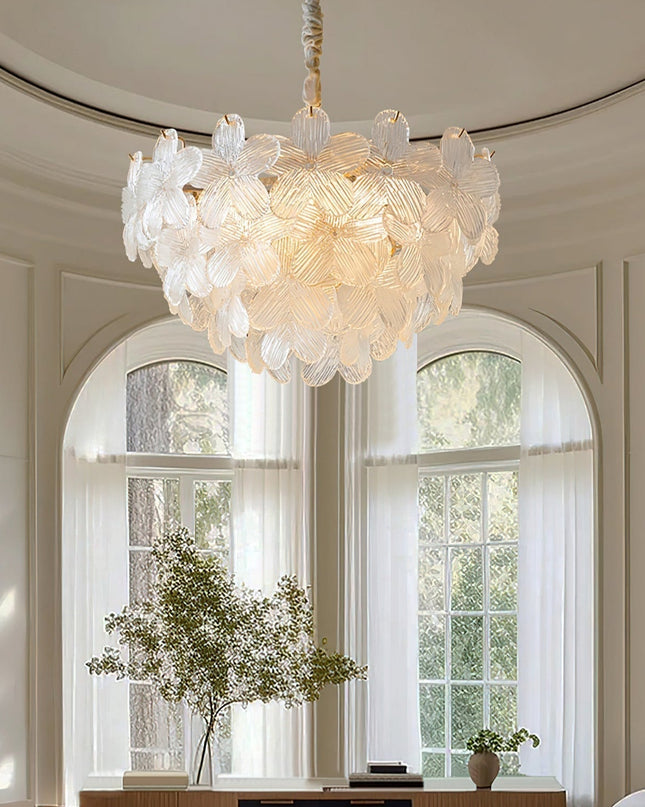 Żyrandol Kwiatowy Treviso do Salonu i Sypialni – Elegancka Lampa Wisząca z Szkła i Metalu, 50 cm 5