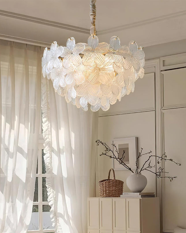 Żyrandol Kwiatowy Treviso do Salonu i Sypialni – Elegancka Lampa Wisząca z Szkła i Metalu, 50 cm 6