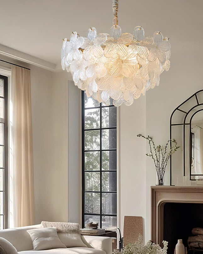 Żyrandol Kwiatowy Treviso do Salonu i Sypialni – Elegancka Lampa Wisząca z Szkła i Metalu, 50 cm 7