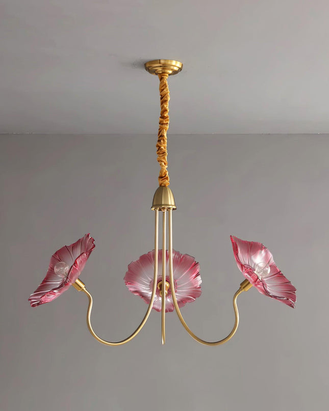 Żyrandol Murano w Kształcie Kwiatów – Szklany Żyrandol do Salonu i Sypialni, Vintage, 3 lub 6 Głowic 0