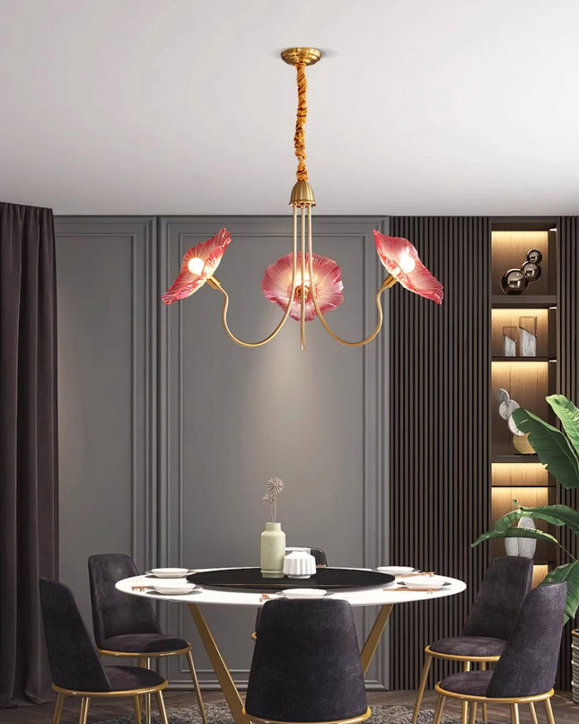 Żyrandol Murano w Kształcie Kwiatów – Szklany Żyrandol do Salonu i Sypialni, Vintage, 3 lub 6 Głowic 2