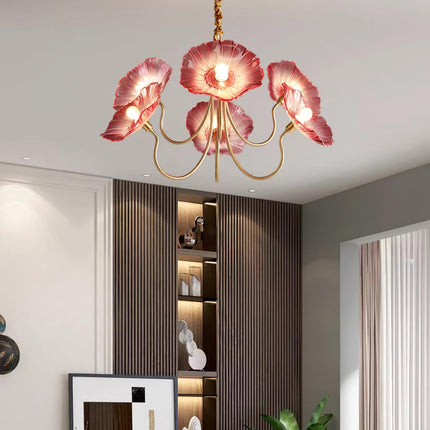 Żyrandol Murano w Kształcie Kwiatów – Szklany Żyrandol do Salonu i Sypialni, Vintage, 3 lub 6 Głowic 8