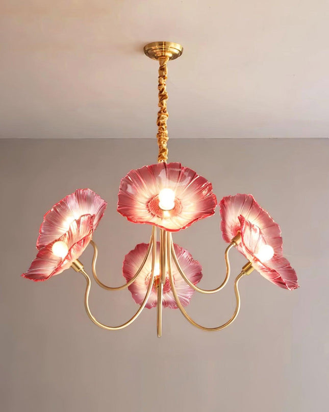 Żyrandol Murano w Kształcie Kwiatów – Szklany Żyrandol do Salonu i Sypialni, Vintage, 3 lub 6 Głowic 9
