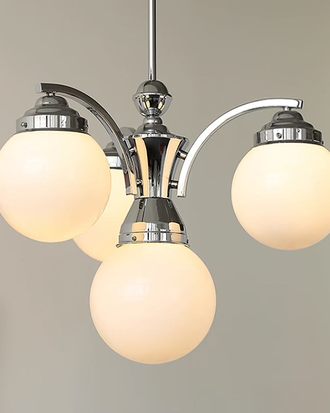 Żyrandol Retro Salamanca do Salonów i Sypialni – Okrągły Szklany Żyrandol w Różu i Bieli, 4 lub 6 Świateł, Elegancki Design 8