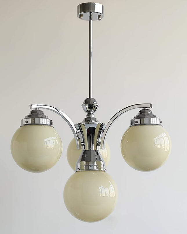 Żyrandol Retro Salamanca do Salonów i Sypialni – Okrągły Szklany Żyrandol w Różu i Bieli, 4 lub 6 Świateł, Elegancki Design 9