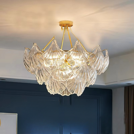 Żyrandol Soft Shell z Szklanym Kloszem – Elegancka Lampa do Salonu i Sypialni, Okrągły 50-80 cm 5