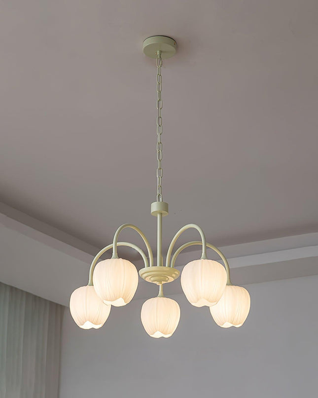 Żyrandol Tulip Matcha z Metalowymi i Szklanymi Elementami – Elegancki Żyrandol do Salonu, Sypialni i Jadalni 0