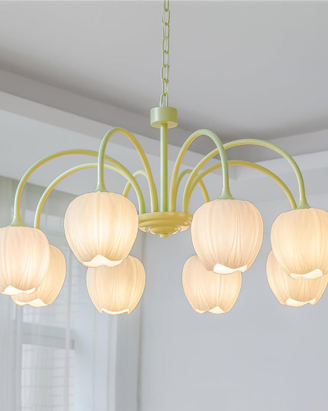 Żyrandol Tulip Matcha z Metalowymi i Szklanymi Elementami – Elegancki Żyrandol do Salonu, Sypialni i Jadalni 1