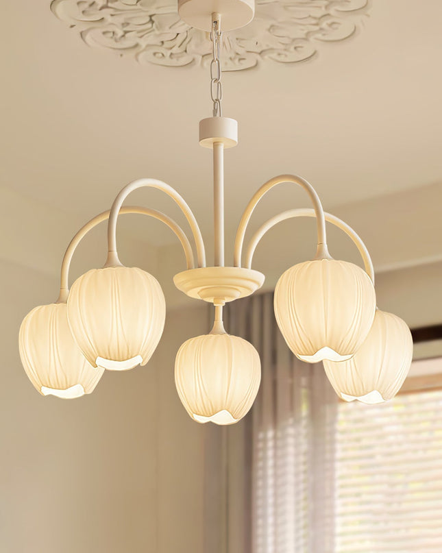 Żyrandol Tulip Matcha z Metalowymi i Szklanymi Elementami – Elegancki Żyrandol do Salonu, Sypialni i Jadalni 2