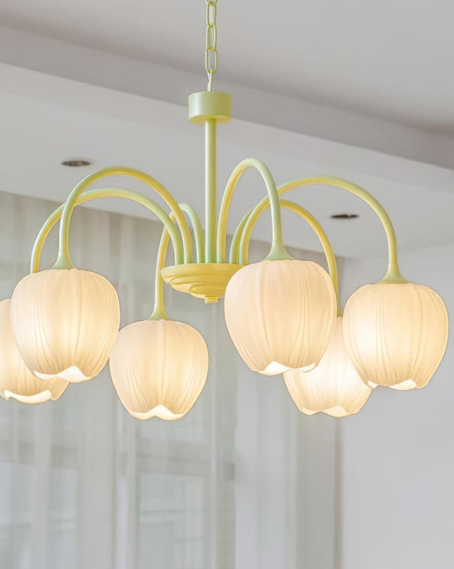 Żyrandol Tulip Matcha z Metalowymi i Szklanymi Elementami – Elegancki Żyrandol do Salonu, Sypialni i Jadalni 3