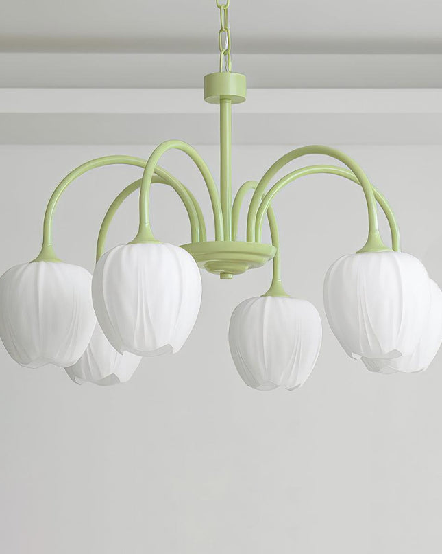 Żyrandol Tulip Matcha z Metalowymi i Szklanymi Elementami – Elegancki Żyrandol do Salonu, Sypialni i Jadalni 5