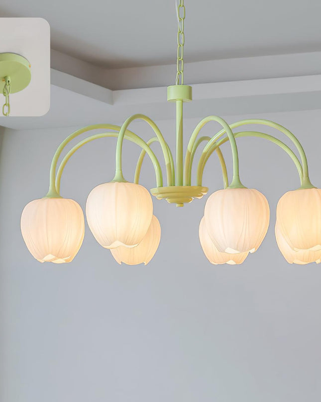 Żyrandol Tulip Matcha z Metalowymi i Szklanymi Elementami – Elegancki Żyrandol do Salonu, Sypialni i Jadalni 6