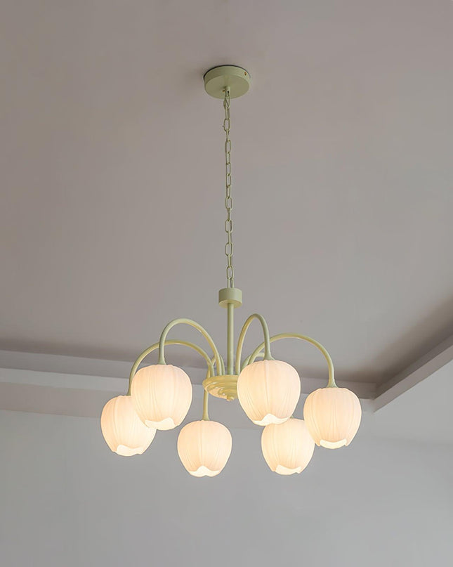 Żyrandol Tulip Matcha z Metalowymi i Szklanymi Elementami – Elegancki Żyrandol do Salonu, Sypialni i Jadalni 7