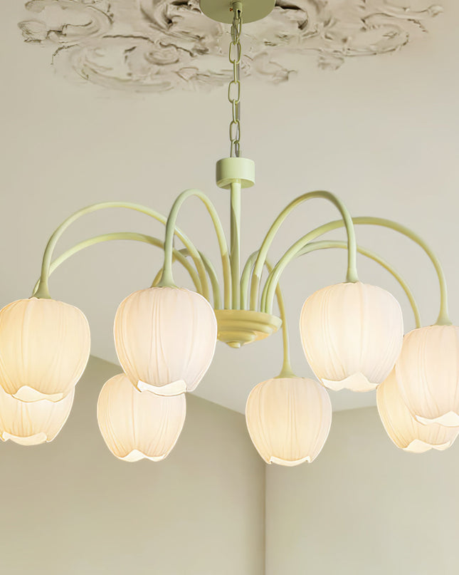 Żyrandol Tulip Matcha z Metalowymi i Szklanymi Elementami – Elegancki Żyrandol do Salonu, Sypialni i Jadalni 8