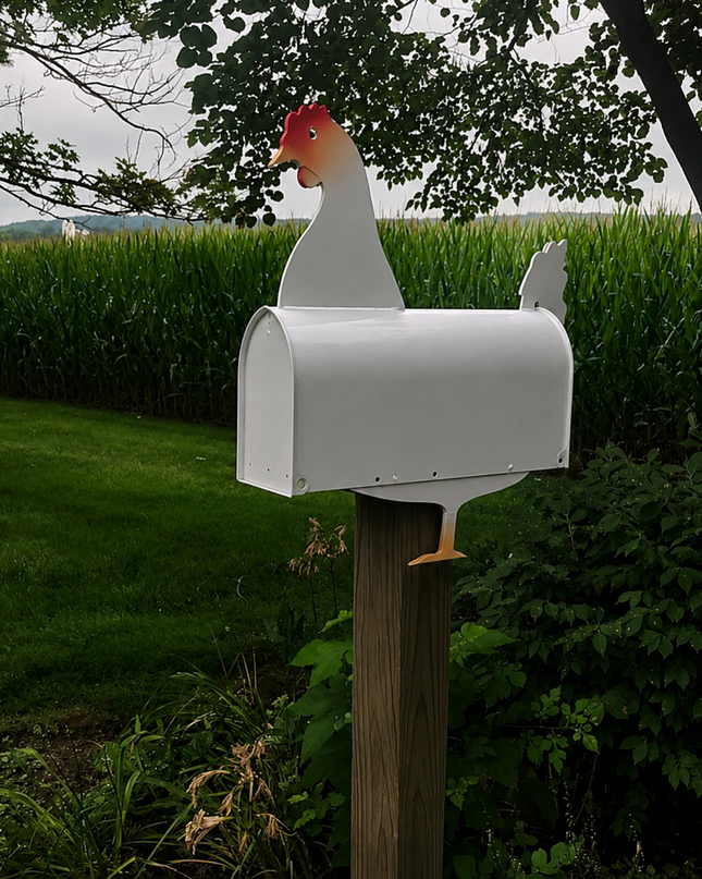 Handmade Mailbox with Animal Motif – Weather Resistant, Metal Garden Decoration