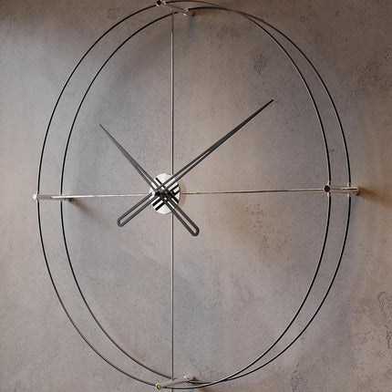 Nowoczesny Duży Zegar Ścienny z Brązowymi Wskazówkami – Minimalistyczny Zegar na Ścianę do Salonu 60x78 cm